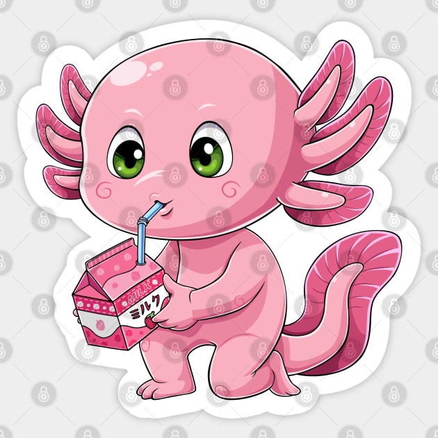 Strawberry Axolotl Sticker by GoshWow®